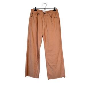 Amuse Society Orange Wide Leg Jeans Womens 30 Raw Hem Casual Boho Spring Skater